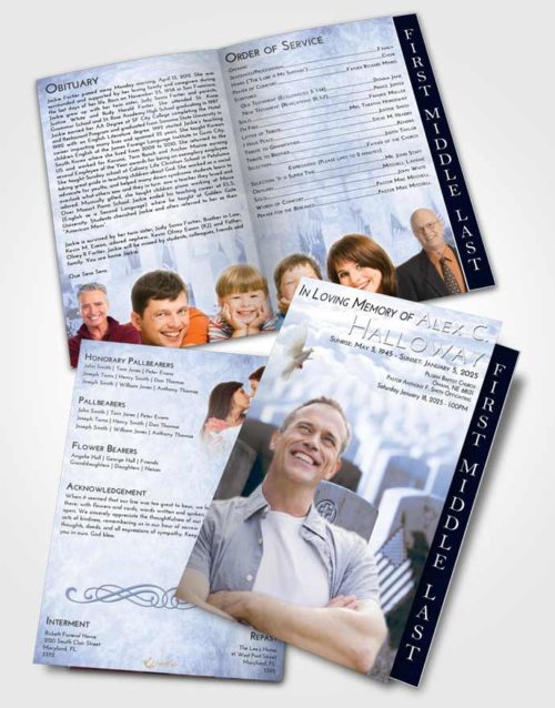 2 Page Graduated Step Fold Funeral Program Template Brochure Splendid Veteran Service