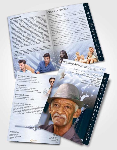 2 Page Graduated Step Fold Funeral Program Template Brochure Splendid Veterans Goodbye
