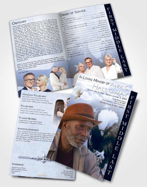 2 Page Graduated Step Fold Funeral Program Template Brochure Splendid Veterans Journey