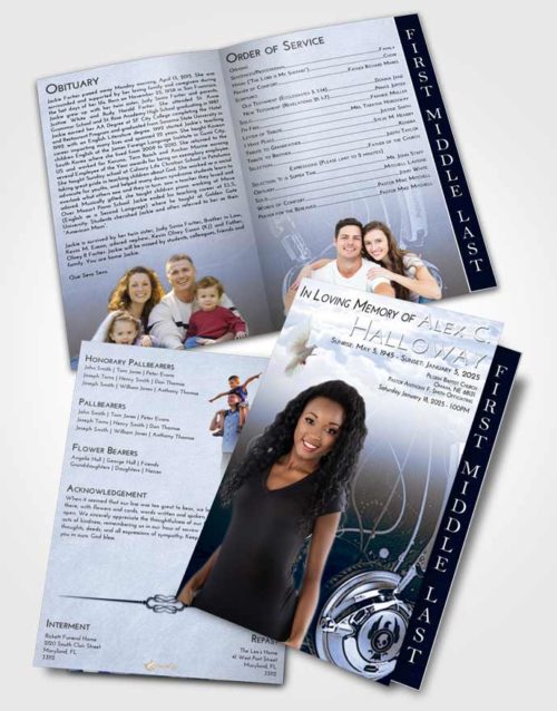 2 Page Graduated Step Fold Funeral Program Template Brochure Splendid Vivace