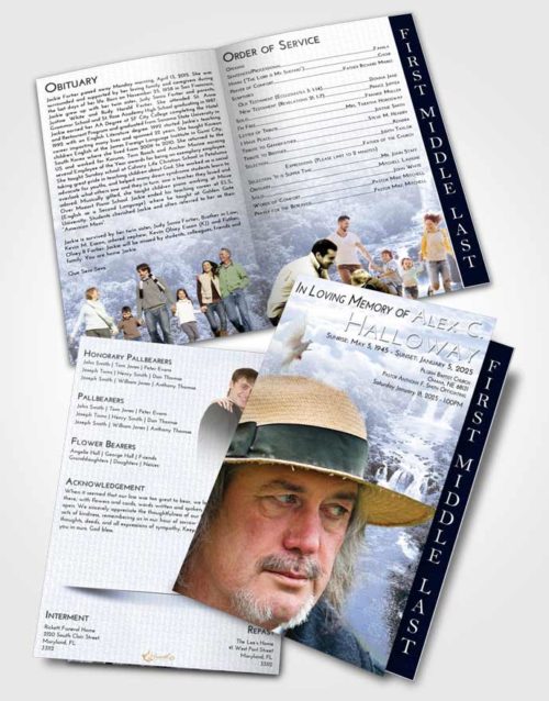 2 Page Graduated Step Fold Funeral Program Template Brochure Splendid Waterfall Liberty