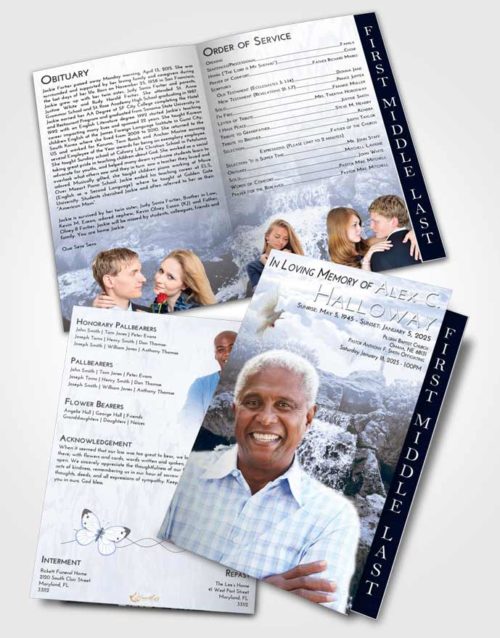 2 Page Graduated Step Fold Funeral Program Template Brochure Splendid Waterfall Masterpiece