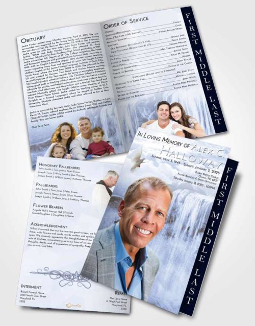 2 Page Graduated Step Fold Funeral Program Template Brochure Splendid Waterfall Tranquility