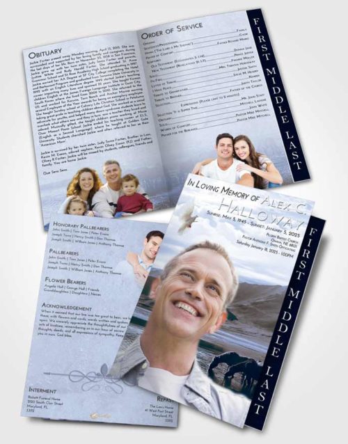 2 Page Graduated Step Fold Funeral Program Template Brochure Splendid Watering Hole