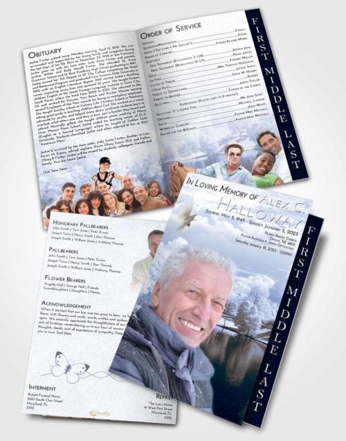 2 Page Graduated Step Fold Funeral Program Template Brochure Splendid White Winter Park