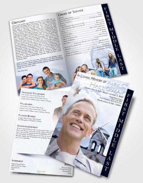 2 Page Graduated Step Fold Funeral Program Template Brochure Splendid Windmill of Honor