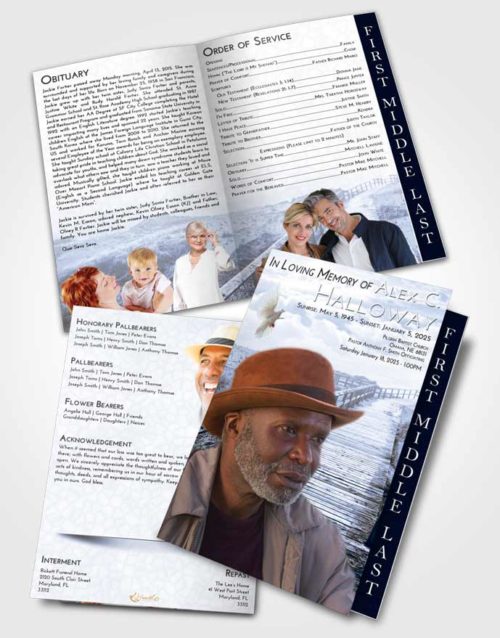 2 Page Graduated Step Fold Funeral Program Template Brochure Splendid Wooden Walk
