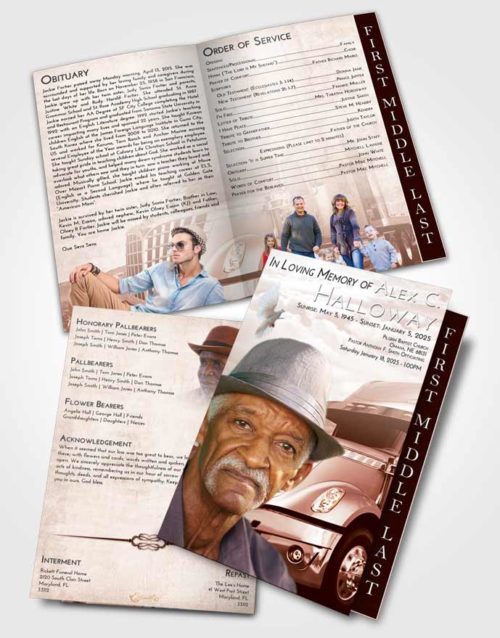 2 Page Graduated Step Fold Funeral Program Template Brochure Stawberry Love Trucker Hours