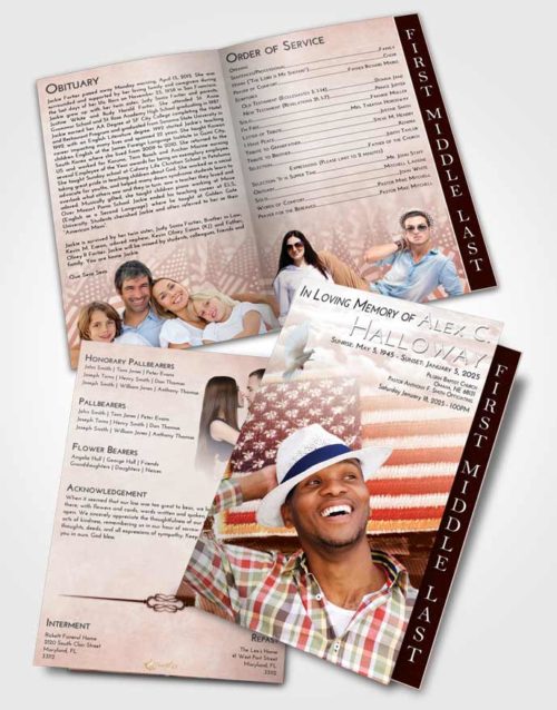 2 Page Graduated Step Fold Funeral Program Template Brochure Strawberry Love Army Days
