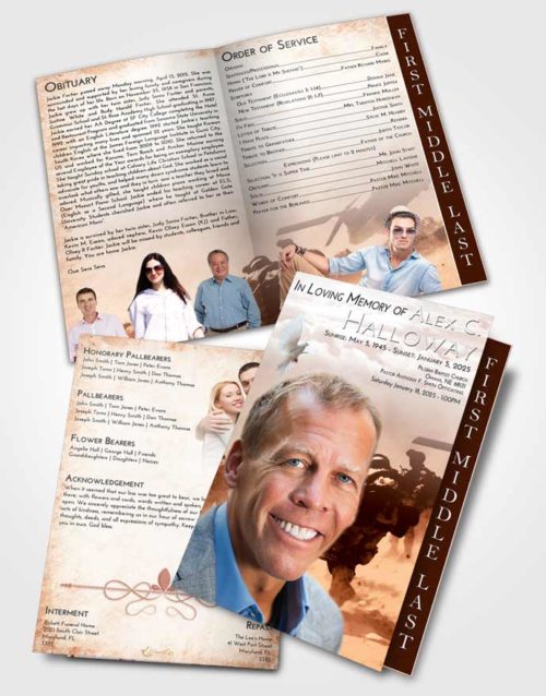 2 Page Graduated Step Fold Funeral Program Template Brochure Strawberry Love Army Sacrifice