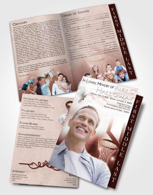 2 Page Graduated Step Fold Funeral Program Template Brochure Strawberry Love Basketball Pride