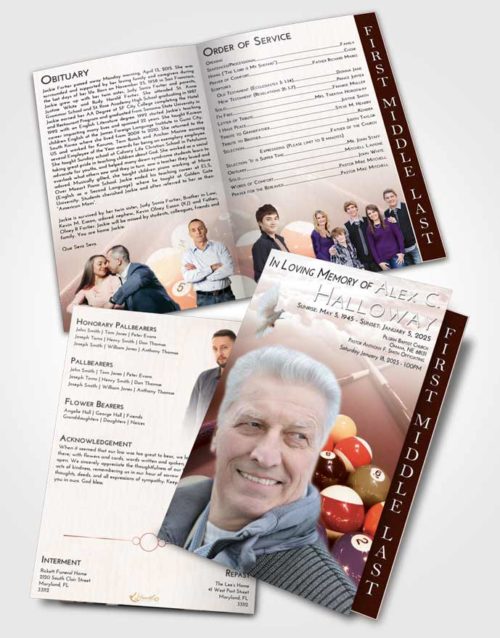 2 Page Graduated Step Fold Funeral Program Template Brochure Strawberry Love Billiards Rack