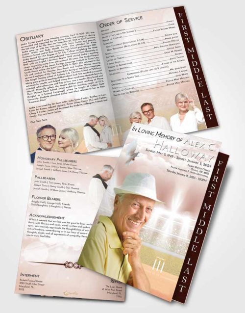 2 Page Graduated Step Fold Funeral Program Template Brochure Strawberry Love Cricket Pride