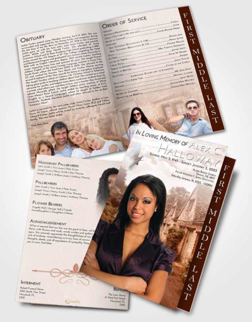 2 Page Graduated Step Fold Funeral Program Template Brochure Strawberry Love European Home