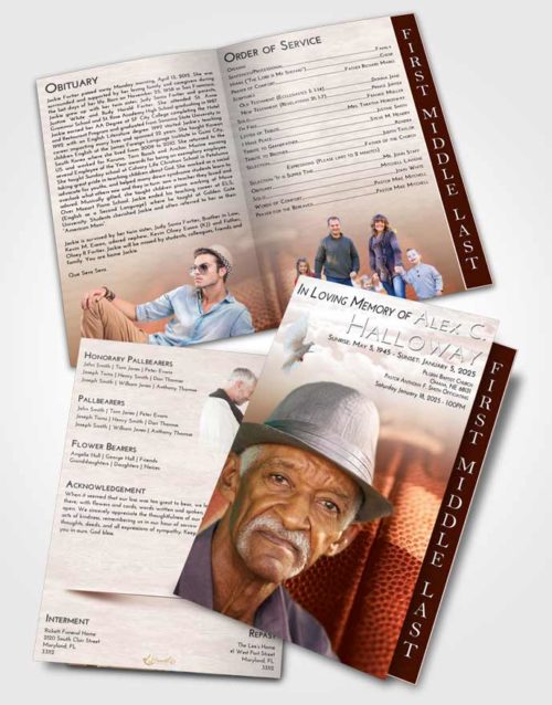 2 Page Graduated Step Fold Funeral Program Template Brochure Strawberry Love Football Journey