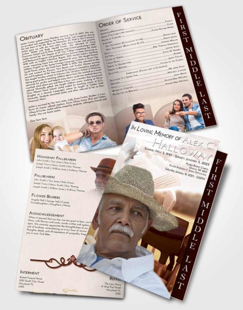 2 Page Graduated Step Fold Funeral Program Template Brochure Strawberry Love Golf Fairway