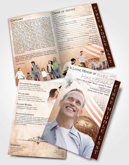 2 Page Graduated Step Fold Funeral Program Template Brochure Strawberry Love Loving Veteran
