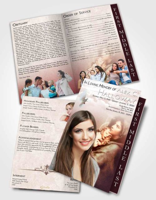 2 Page Graduated Step Fold Funeral Program Template Brochure Strawberry Love Mary and Jesus