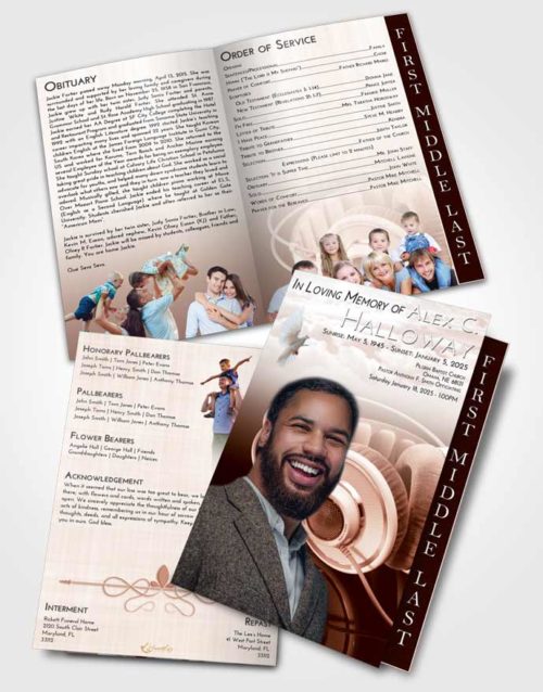 2 Page Graduated Step Fold Funeral Program Template Brochure Strawberry Love Music Alley