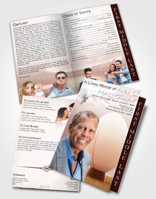 2 Page Graduated Step Fold Funeral Program Template Brochure Strawberry Love Rugby Honor