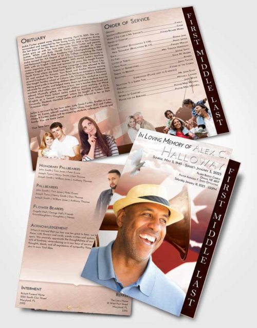 2 Page Graduated Step Fold Funeral Program Template Brochure Strawberry Love Service Honor