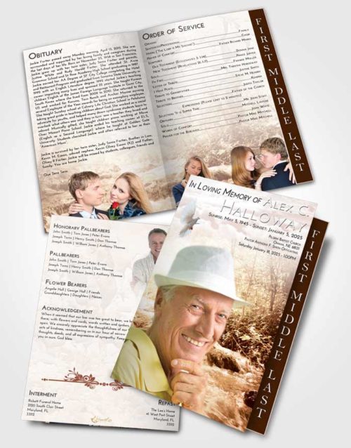 2 Page Graduated Step Fold Funeral Program Template Brochure Strawberry Love Silver Stream
