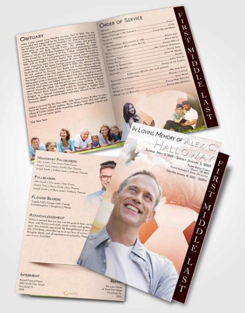 2 Page Graduated Step Fold Funeral Program Template Brochure Strawberry Love Soccer Cleats