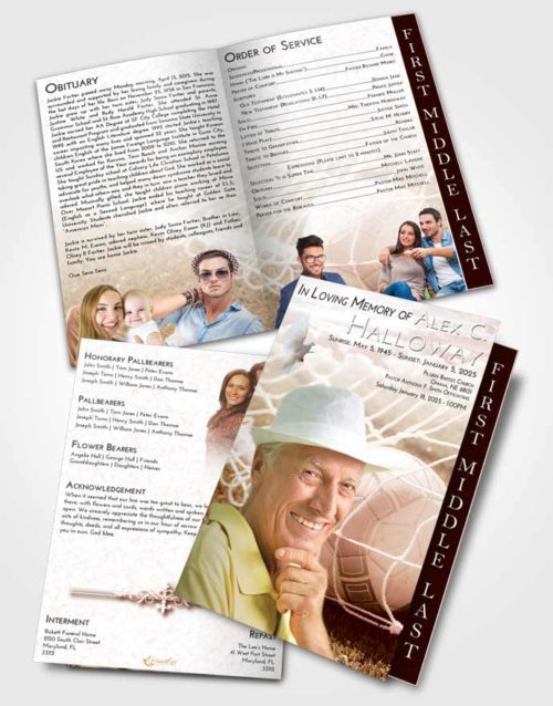 2 Page Graduated Step Fold Funeral Program Template Brochure Strawberry Love Soccer Pride