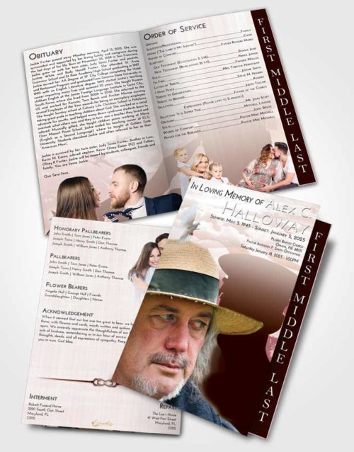 2 Page Graduated Step Fold Funeral Program Template Brochure Strawberry Love Veterans Sacrifice