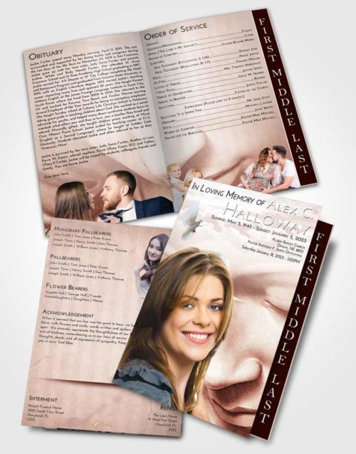 2 Page Graduated Step Fold Funeral Program Template Brochure Strawberry Love Virgin Mary