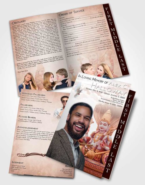 2 Page Graduated Step Fold Funeral Program Template Brochure Strawberry Love Vishnu Desire