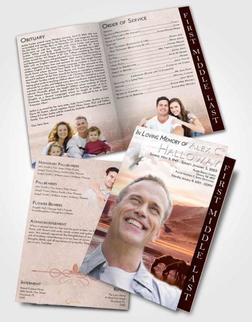 2 Page Graduated Step Fold Funeral Program Template Brochure Strawberry Love Watering Hole