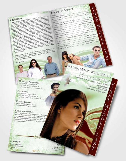 2 Page Graduated Step Fold Funeral Program Template Brochure Strawberry Mist Bible Love