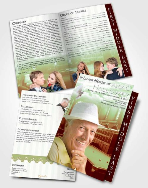 2 Page Graduated Step Fold Funeral Program Template Brochure Strawberry Mist Billiards Journey