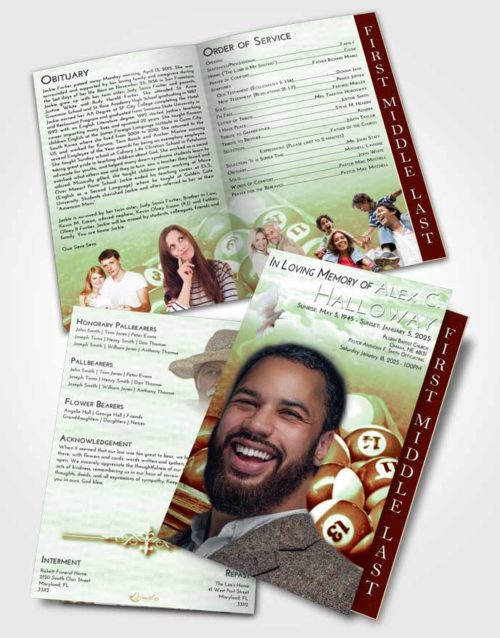 2 Page Graduated Step Fold Funeral Program Template Brochure Strawberry Mist Billiards Love