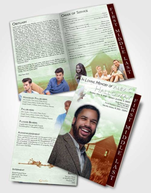 2 Page Graduated Step Fold Funeral Program Template Brochure Strawberry Mist Farming Life