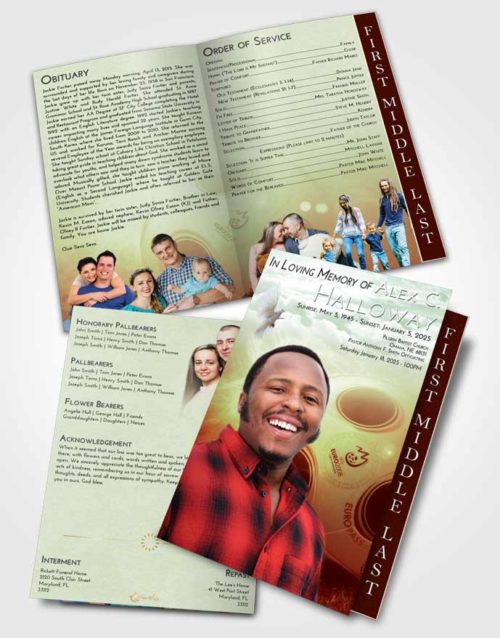 2 Page Graduated Step Fold Funeral Program Template Brochure Strawberry Mist Soccer Miracle