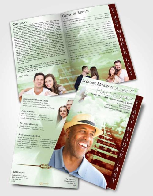 2 Page Graduated Step Fold Funeral Program Template Brochure Strawberry Mist Stairway for the Soul
