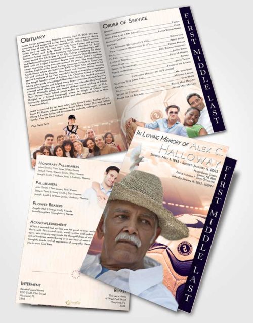 2 Page Graduated Step Fold Funeral Program Template Brochure Sunrise Sunset Soccer Life