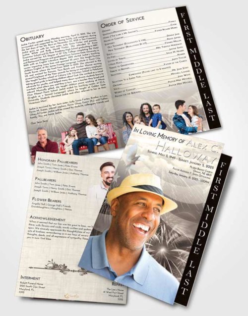 2 Page Graduated Step Fold Funeral Program Template Brochure Tranquil American Patriot
