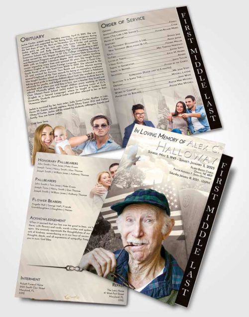 2 Page Graduated Step Fold Funeral Program Template Brochure Tranquil American Smile