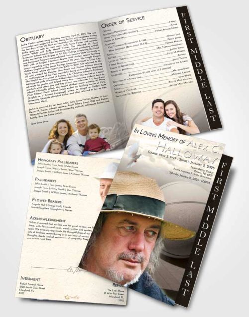 2 Page Graduated Step Fold Funeral Program Template Brochure Tranquil Basketball Peace