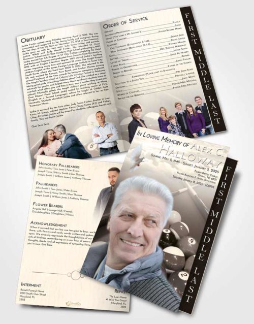 2 Page Graduated Step Fold Funeral Program Template Brochure Tranquil Billiards Rack