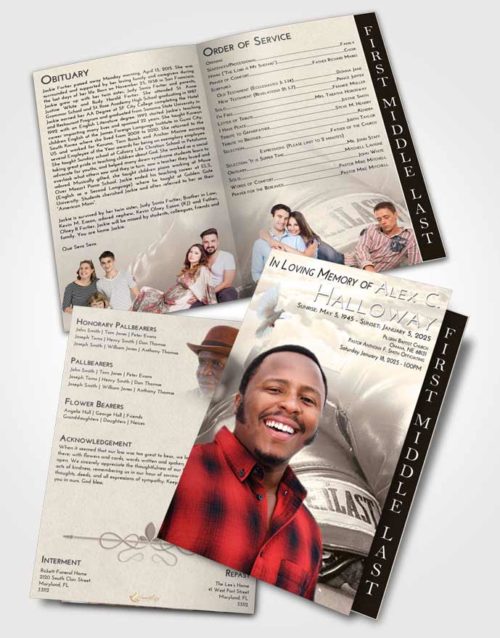 2 Page Graduated Step Fold Funeral Program Template Brochure Tranquil Boxing Everlast
