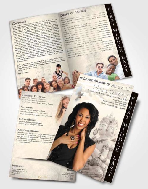 2 Page Graduated Step Fold Funeral Program Template Brochure Tranquil Brahma Desire