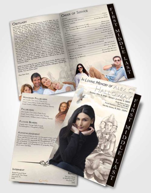 2 Page Graduated Step Fold Funeral Program Template Brochure Tranquil Brahma Surprise