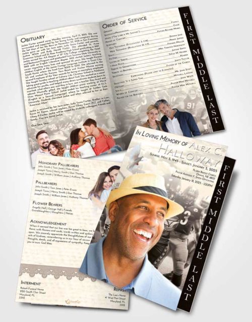 2 Page Graduated Step Fold Funeral Program Template Brochure Tranquil Football Destiny