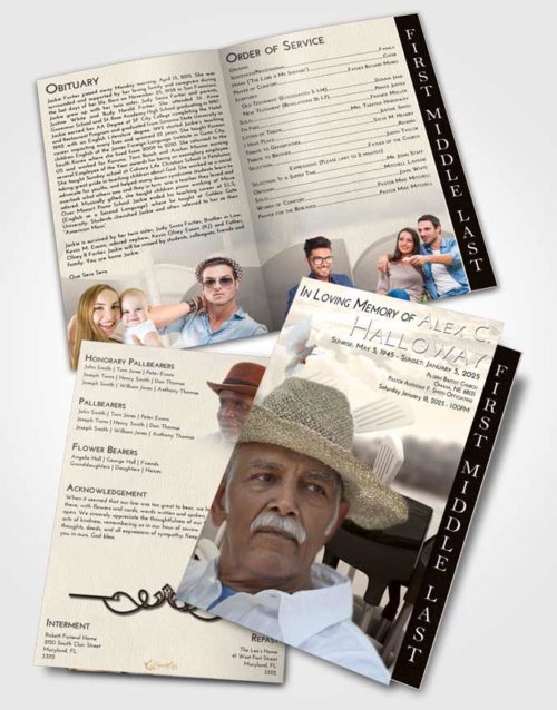 2 Page Graduated Step Fold Funeral Program Template Brochure Tranquil Golf Fairway