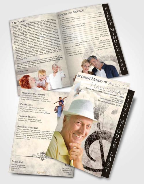 2 Page Graduated Step Fold Funeral Program Template Brochure Tranquil Harmonica