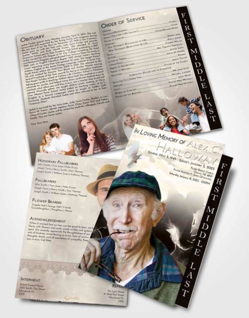 2 Page Graduated Step Fold Funeral Program Template Brochure Tranquil Hockey Paradise